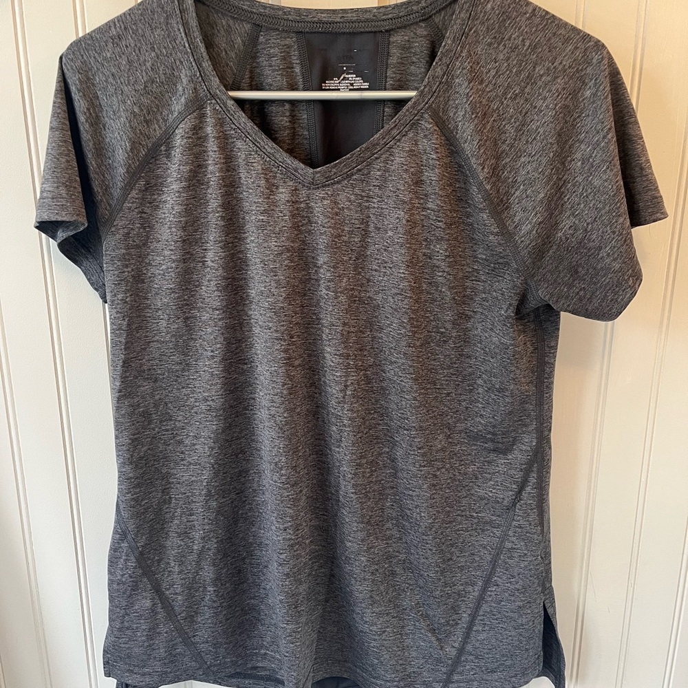 Gray V-Neck Women's running shirt